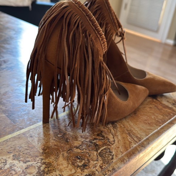 Zara brown suede fringe heels 38 - Picture 3 of 5